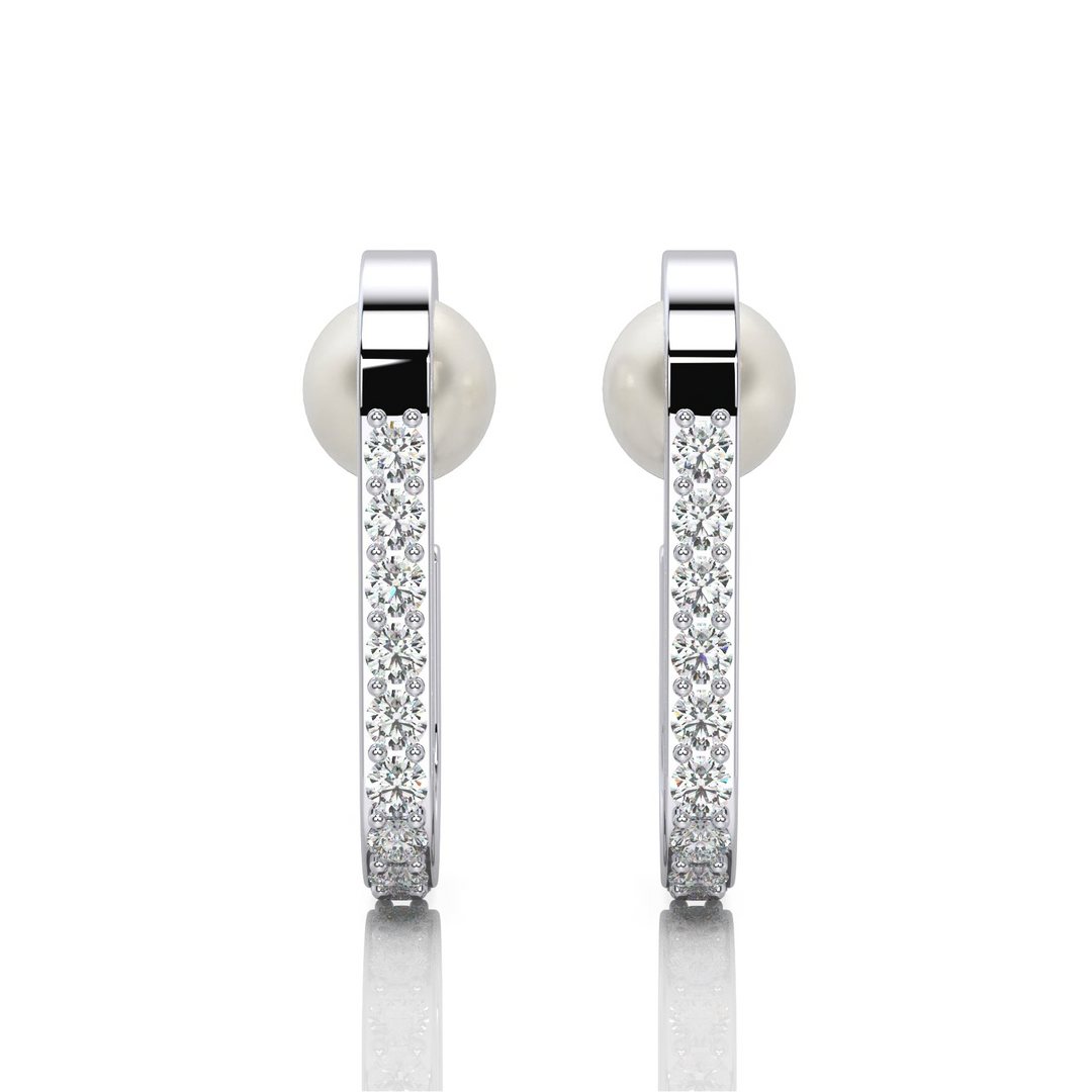 Elongated Sparkling Ear Cuff with Nestling Pearl (Single Piece)