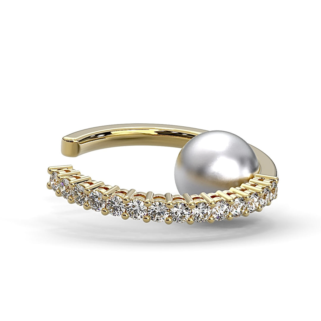 Nestled Akoya Pearl Micropavé Ear Cuff (Single Piece)
