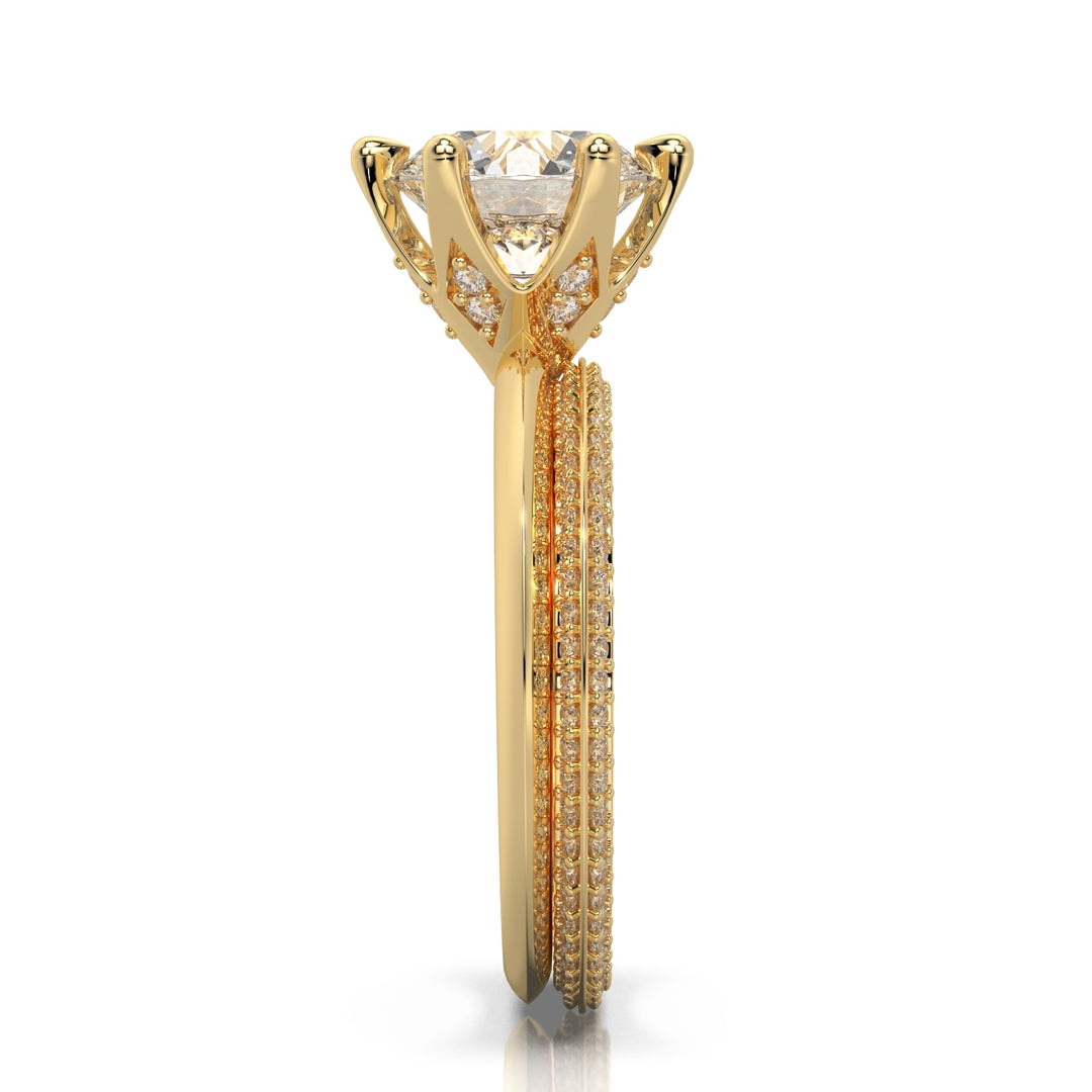 The One Solitaire Round Brilliant Engagement and Wedding Rings Set