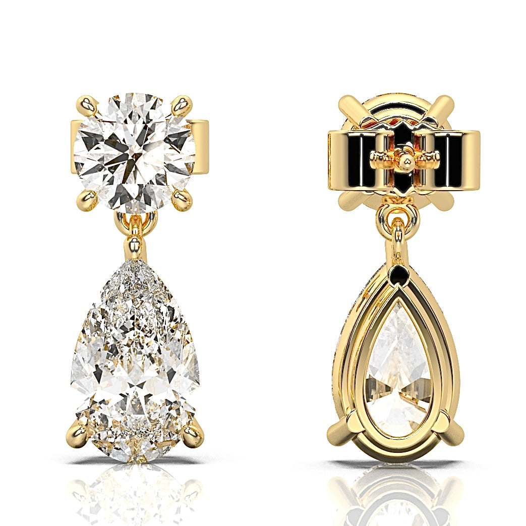 Solitaire Round Brilliant Studs with Pearl Drops