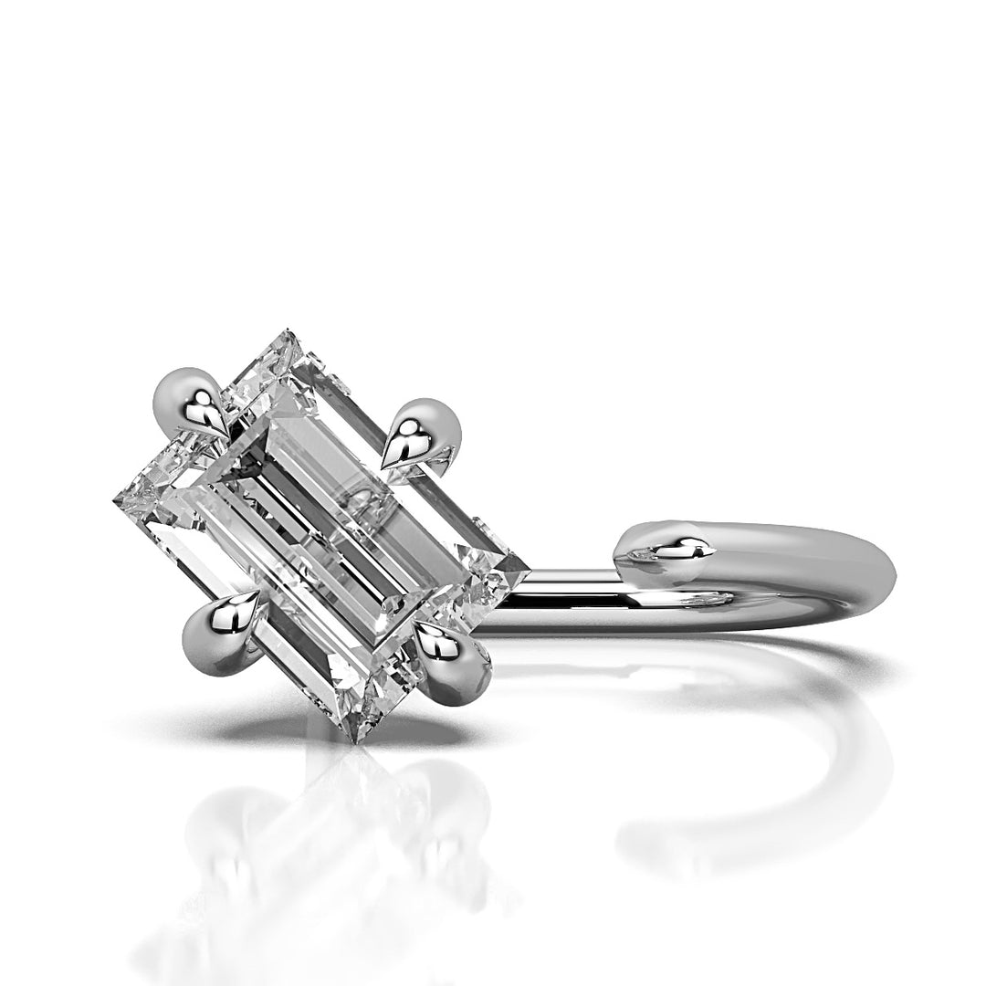 Solitaire Curious Baguette Claw Earring (single piece)