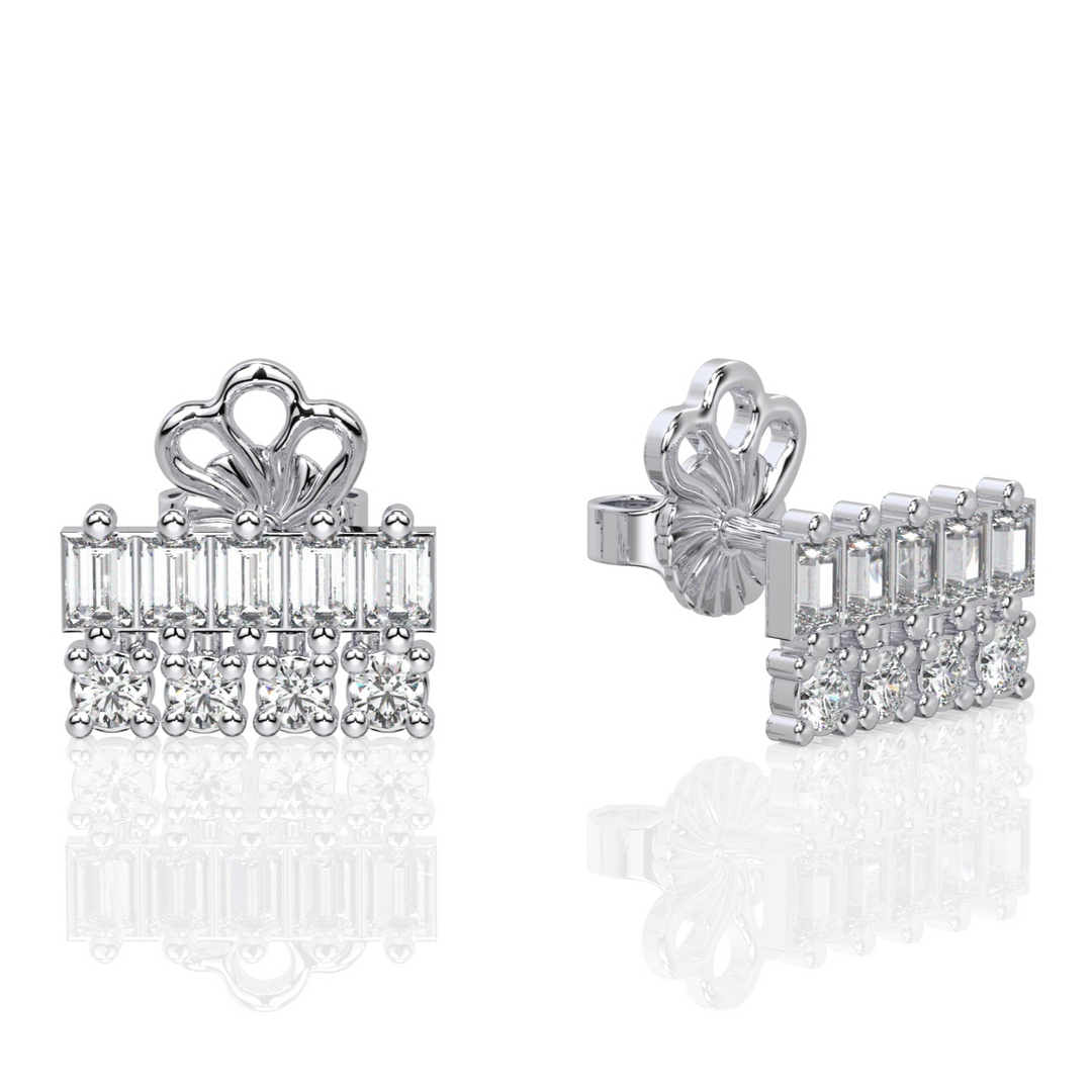 Double Row Baguette and Round Studs