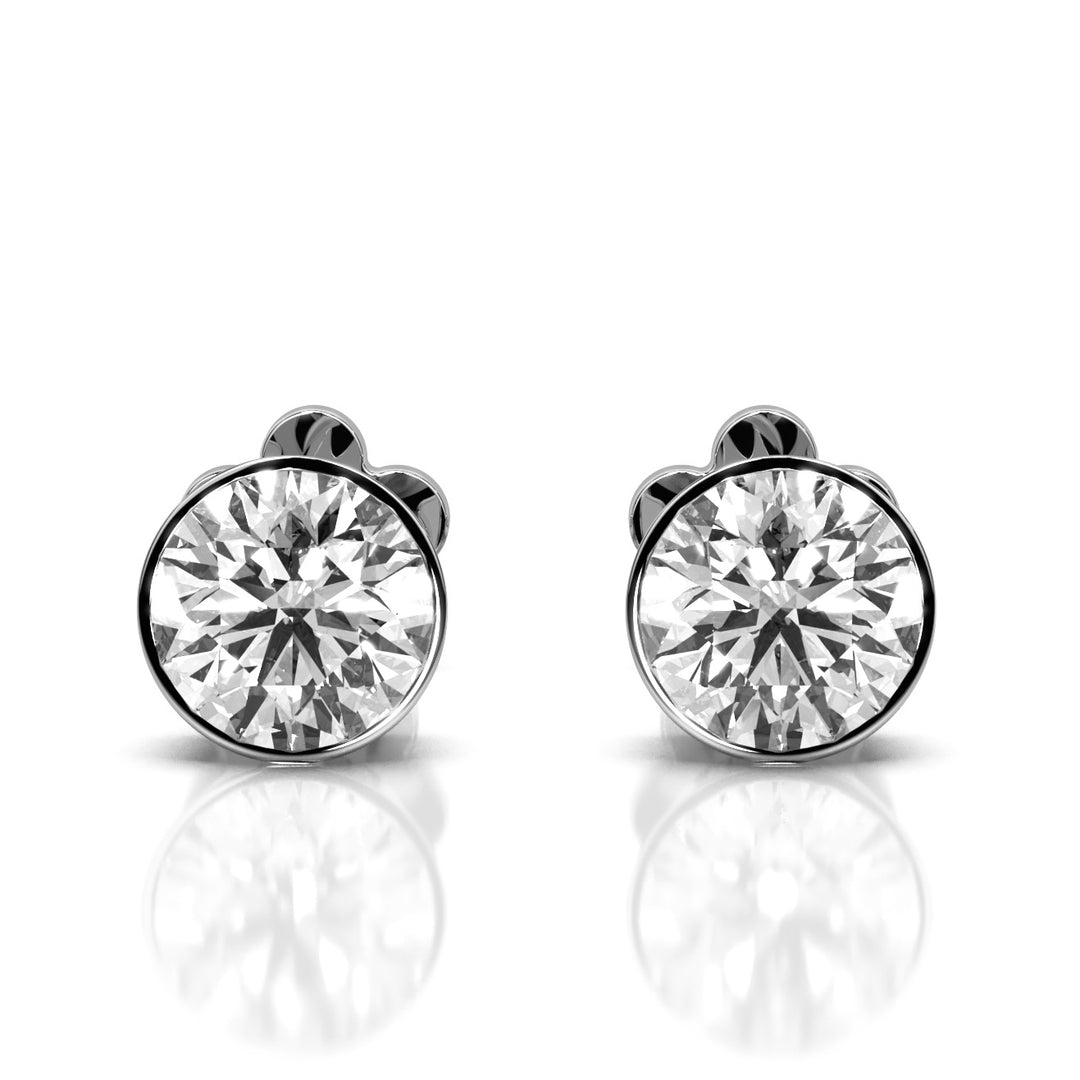 Flat Flower Back Threaded Solitaire Stud Earring (Single Piece)