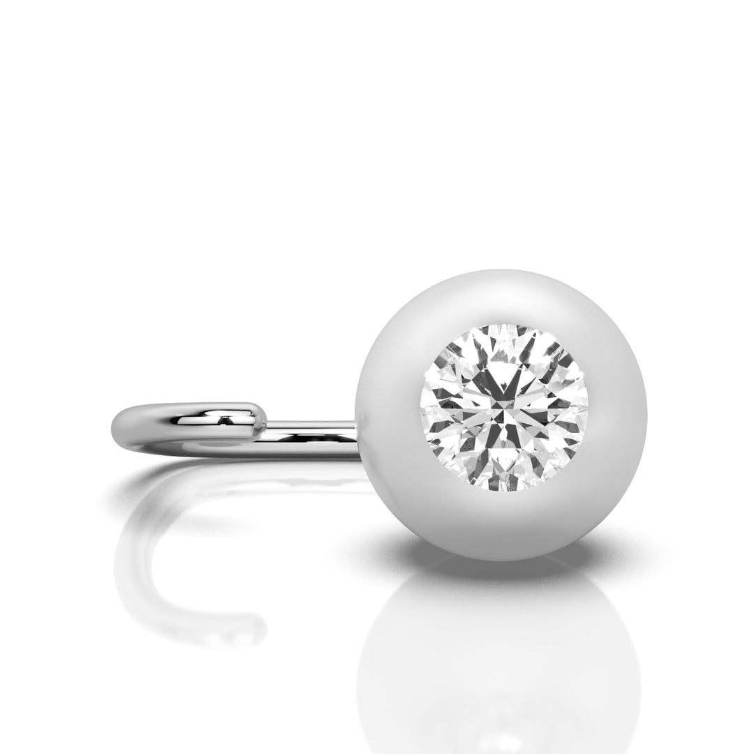 Pearl Claw Earring with Gemstone Inlay (Single Piece)