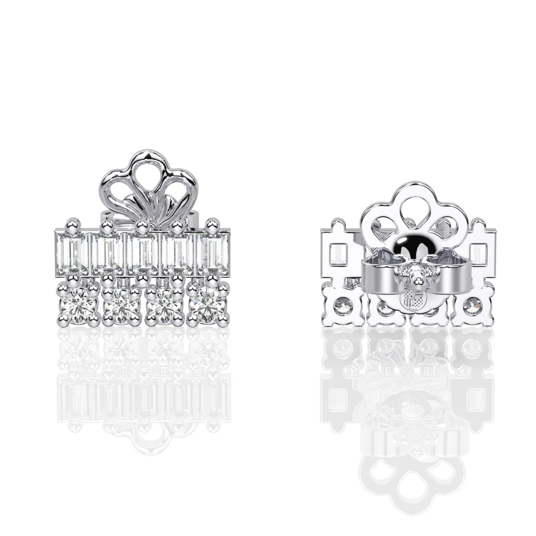 Double Row Baguette and Round Studs