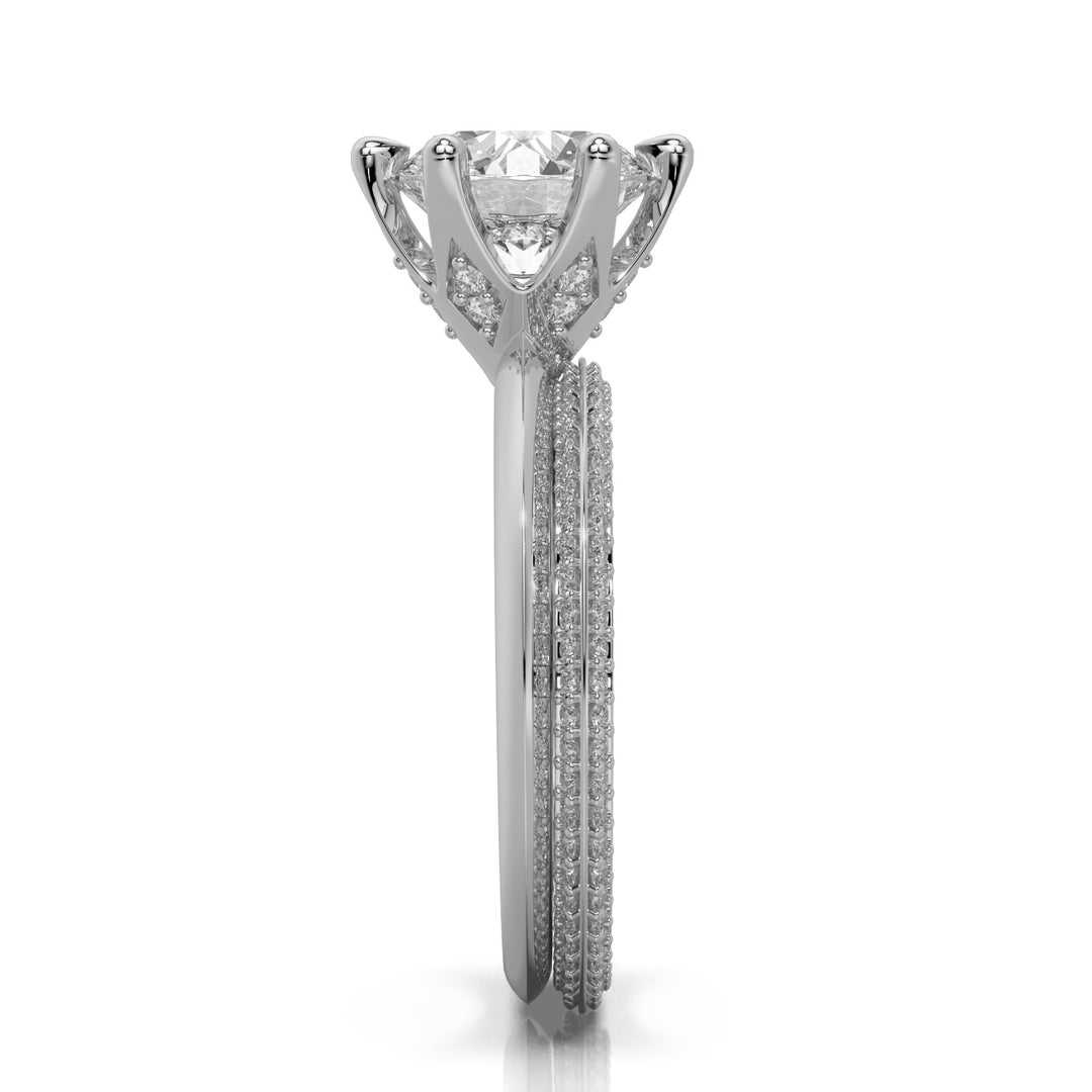 The One Solitaire Round Brilliant Engagement and Wedding Rings Set