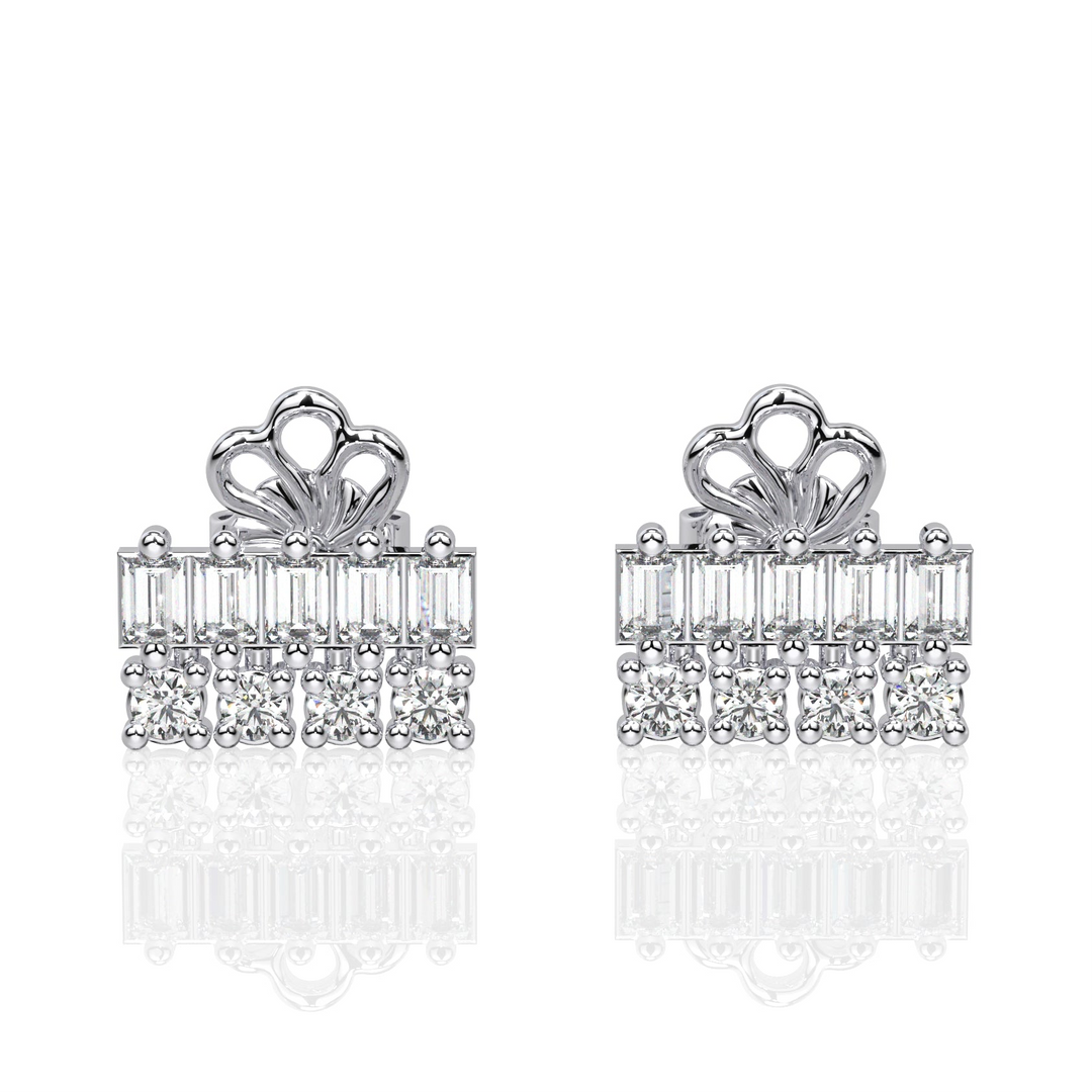 Double Row Baguette and Round Studs