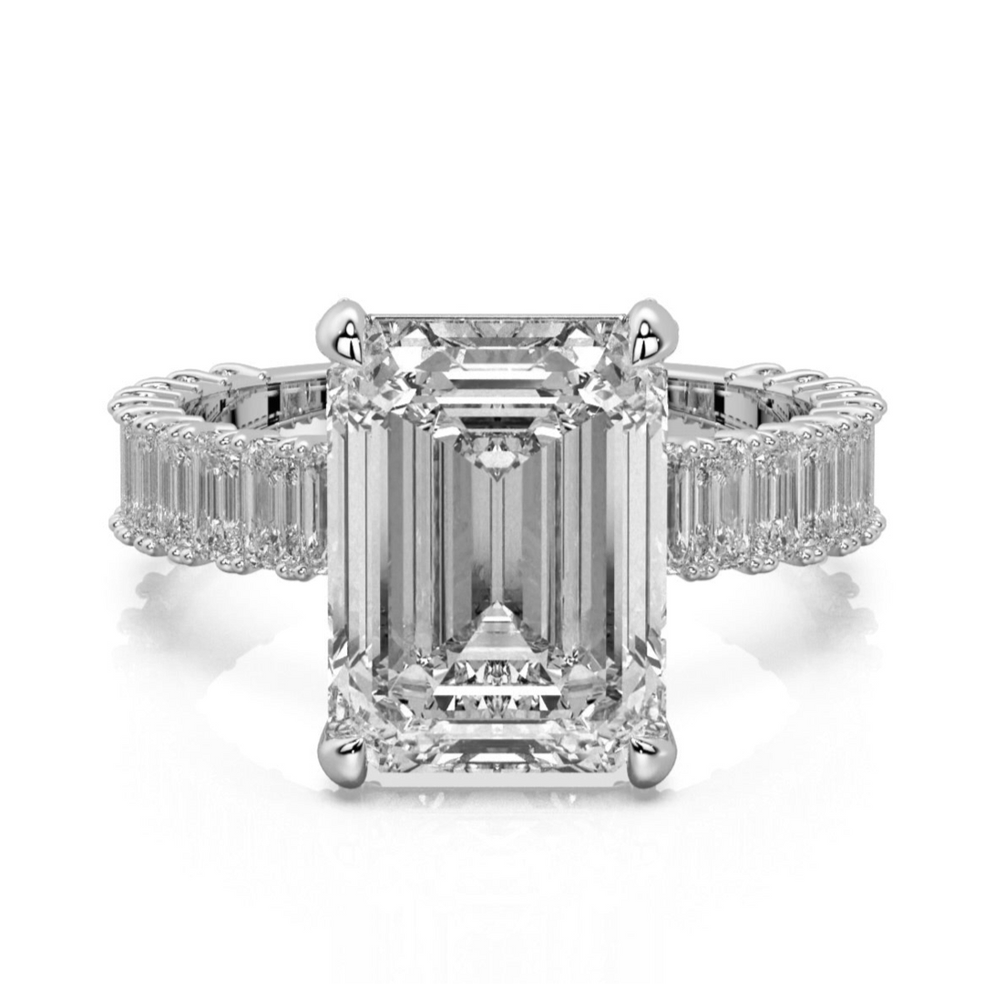 Milky Way Emerald-Cut with Petite Emerald Pavé Engagement Ring