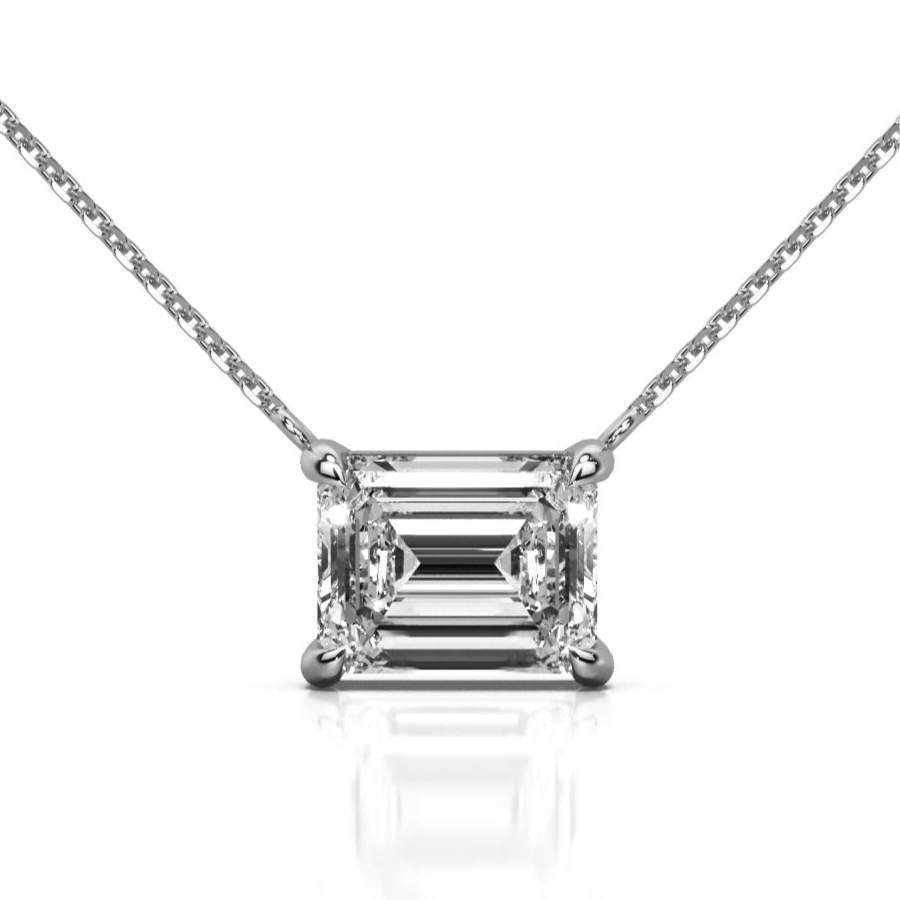 Solitaire 2.5 Carats Emerald-Cut Necklace