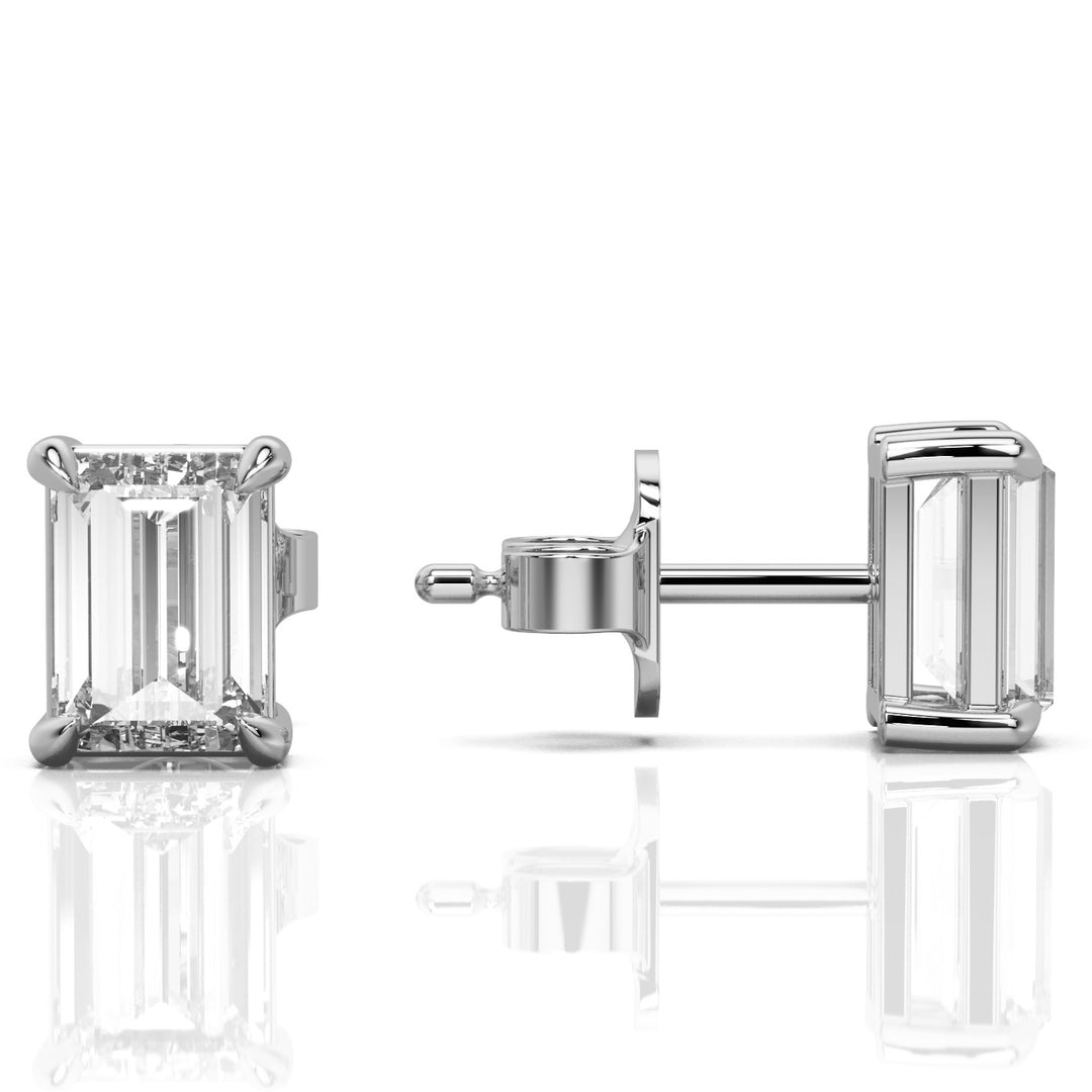 Solitaire Emerald Studs, 7.5 mm x 5.5 mm - 10 mm x 7.5 mm