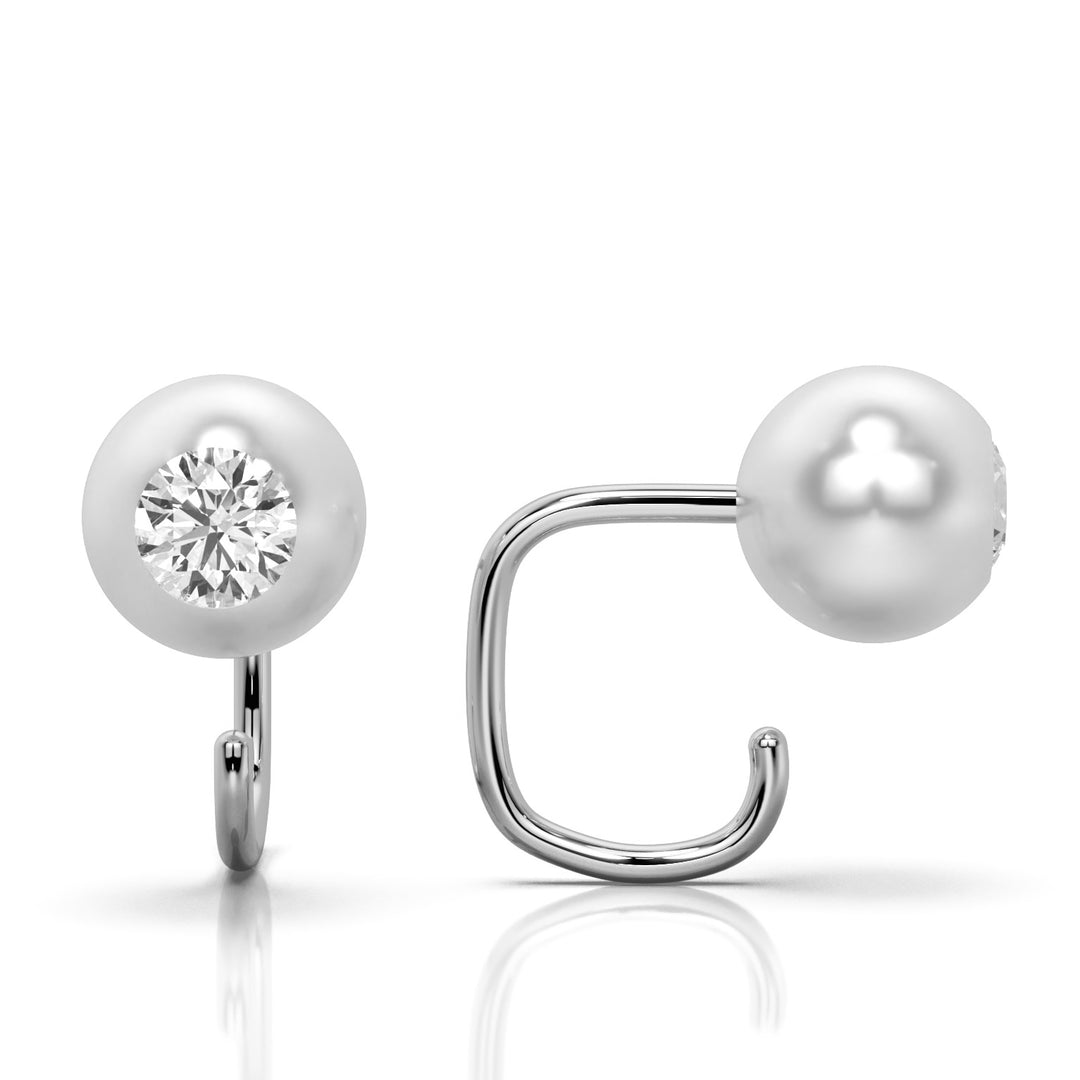 Pearl Claw Earring with Gemstone Inlay (Single Piece)