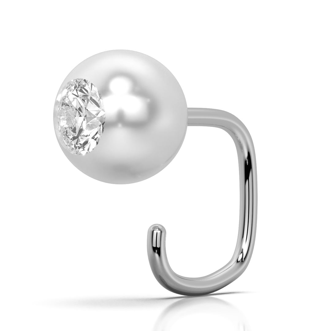 Pearl Claw Earring with Gemstone Inlay (Single Piece)