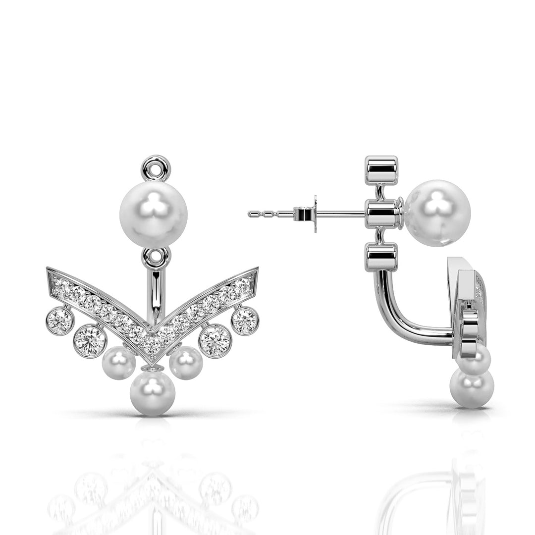 Sparkling Pearls Chevron Ear Jacket (Single Piece)