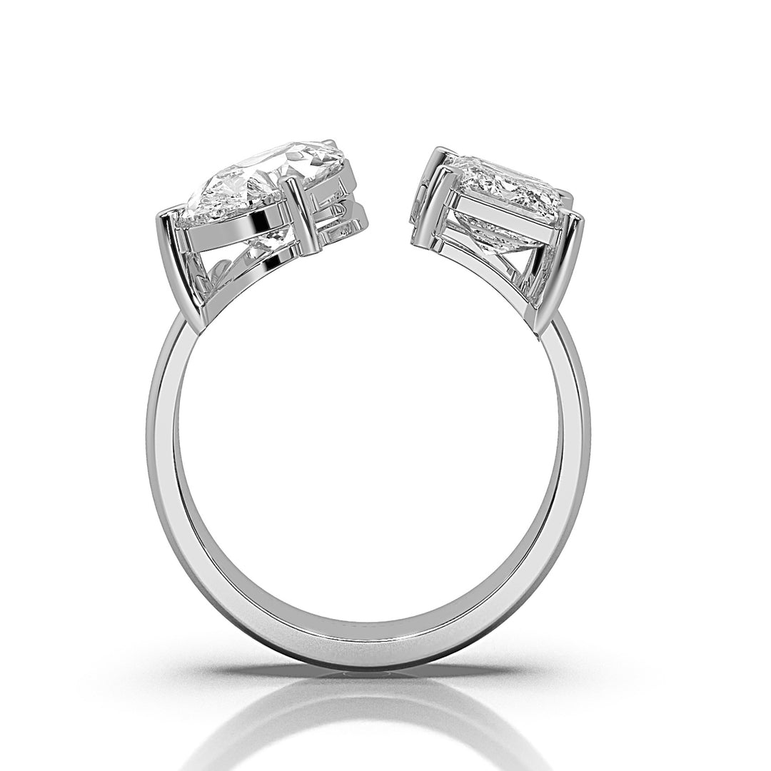 Toi et Moi Emerald and Pear Engagement Ring, Open