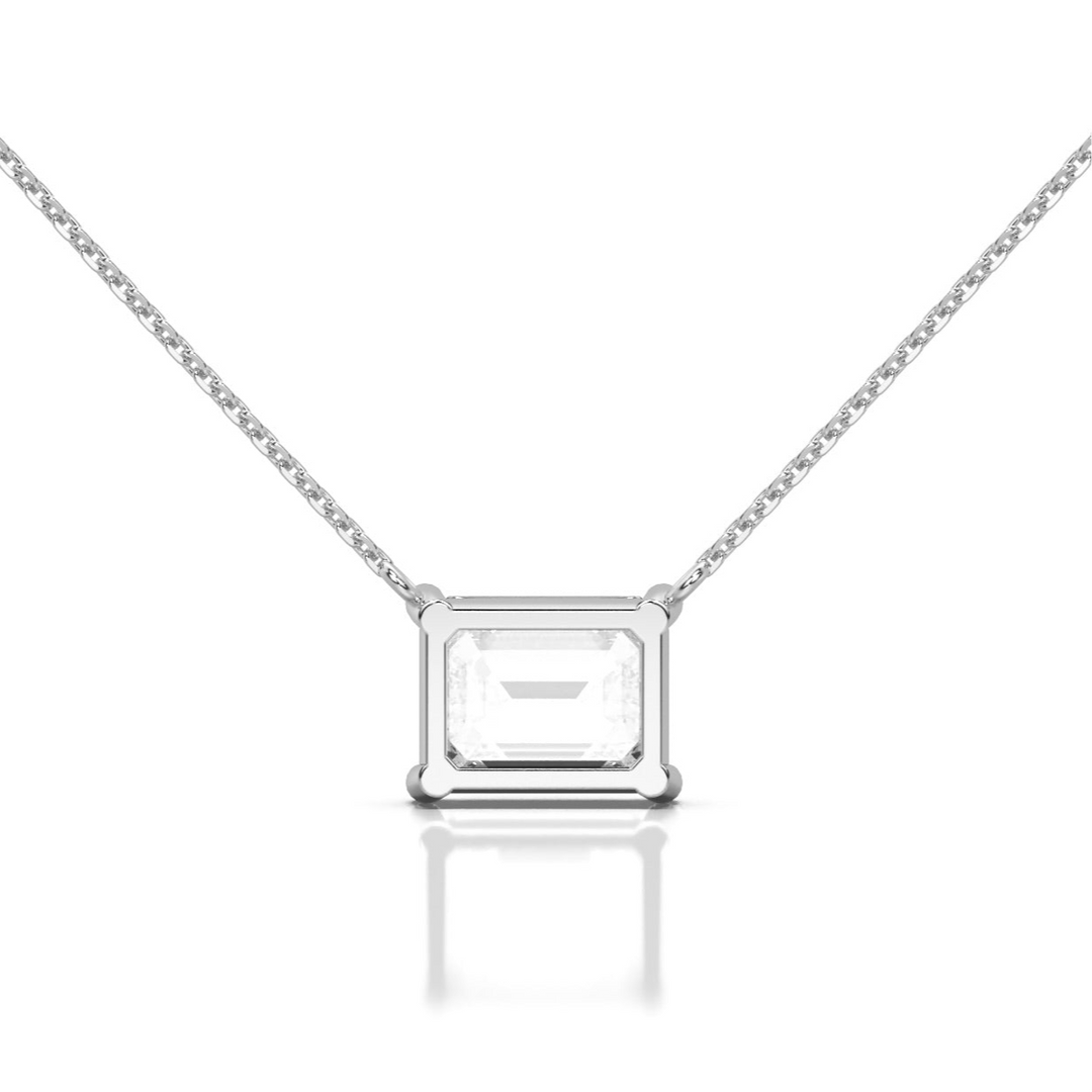 Solitaire 2.5 Carats Emerald-Cut Necklace