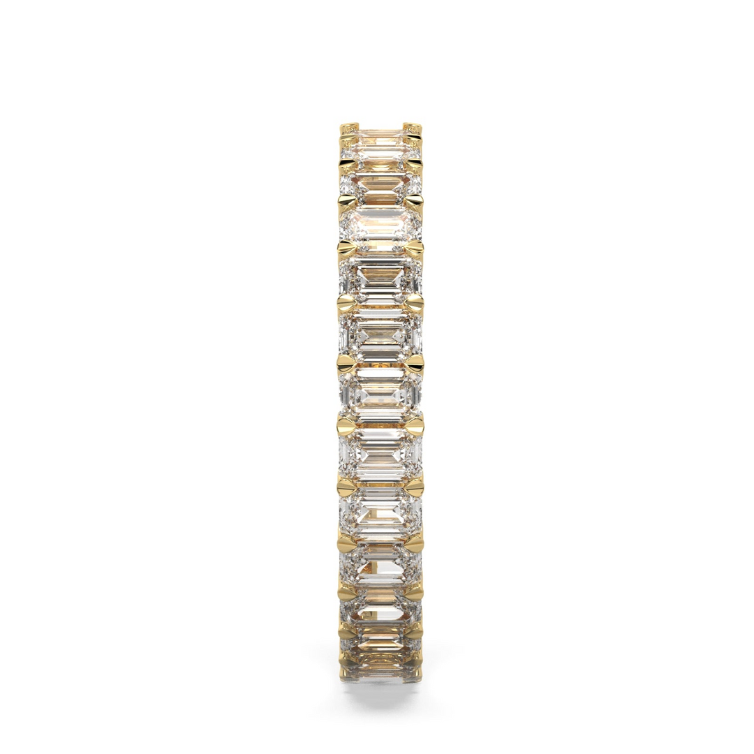 Petite Emerald Cut Wedding Ring with Side Bridge