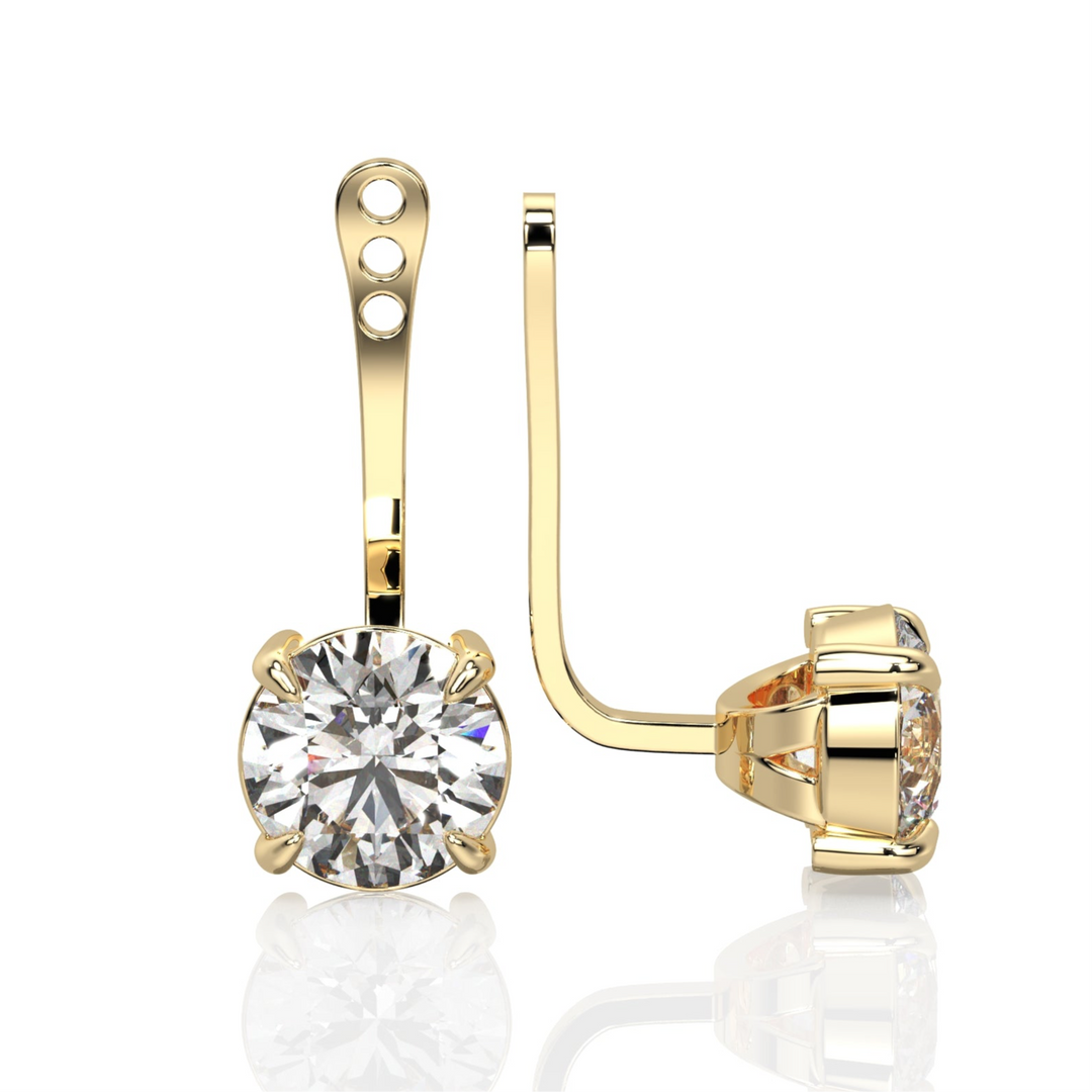 Solitaire Round Brilliant Ear Jacket (Single Piece)
