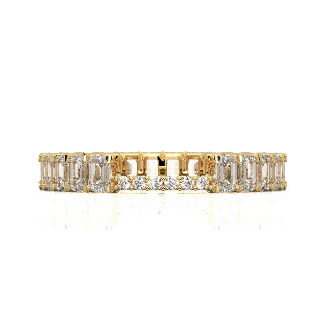 Petite Emerald Cut Wedding Ring with Side Bridge