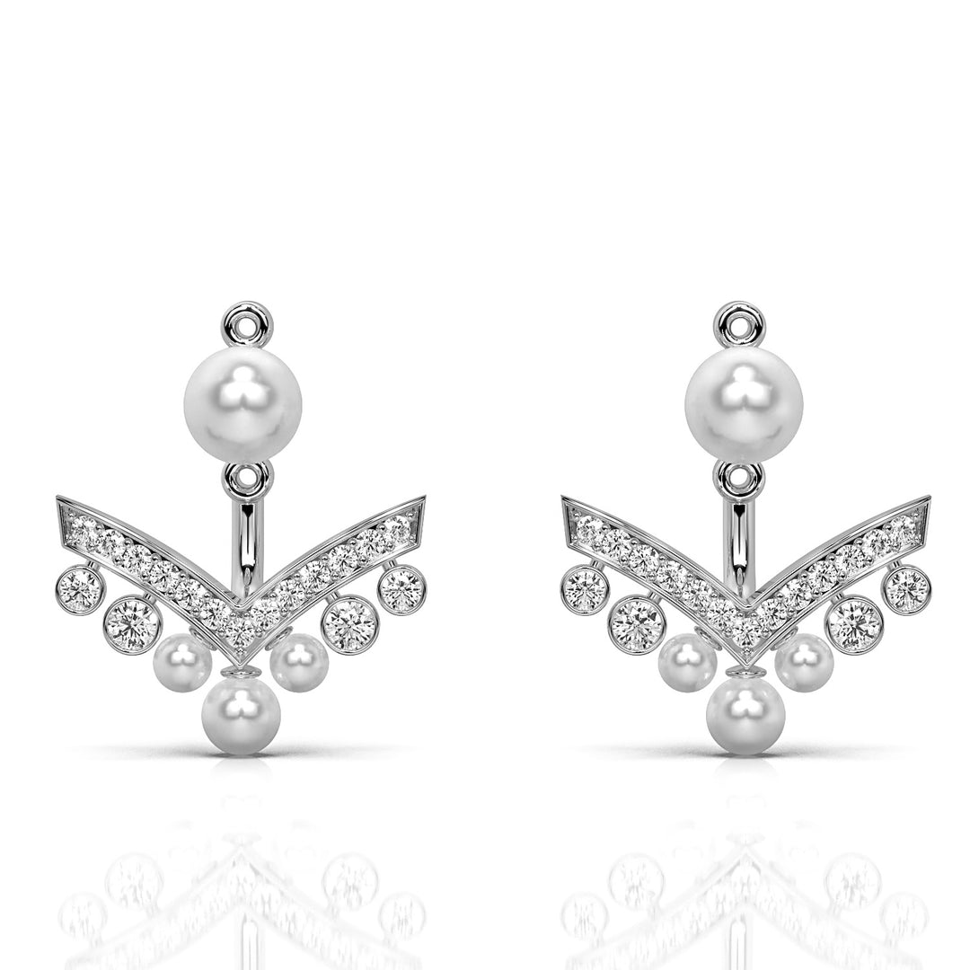 Sparkling Pearls Chevron Ear Jacket (Single Piece)