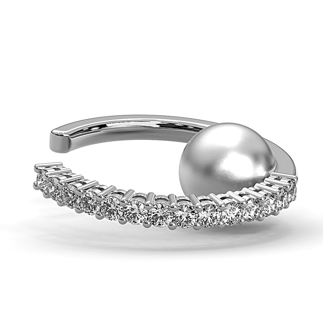 Nestled Akoya Pearl Micropavé Ear Cuff (Single Piece)