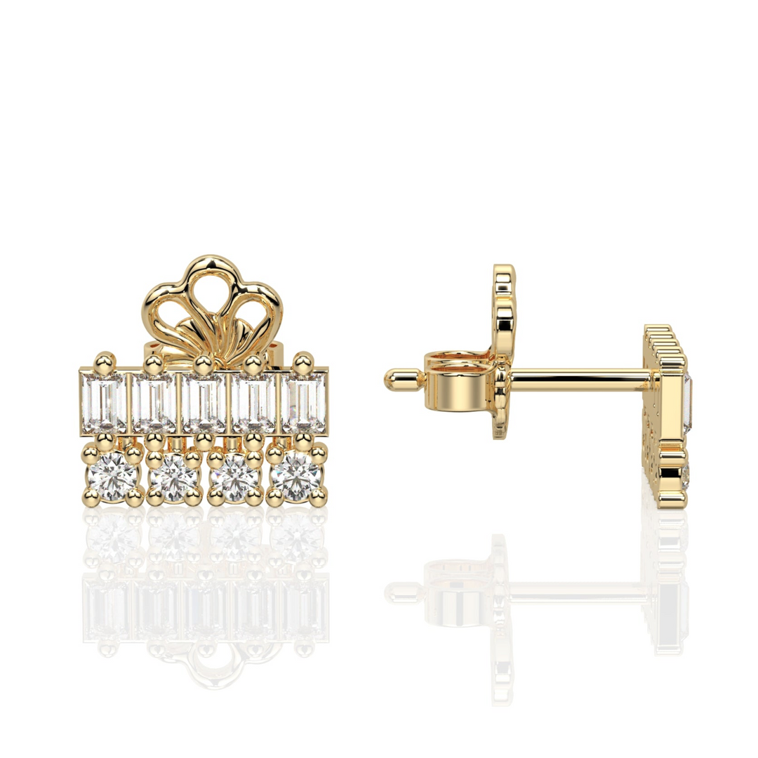 Double Row Baguette and Round Studs