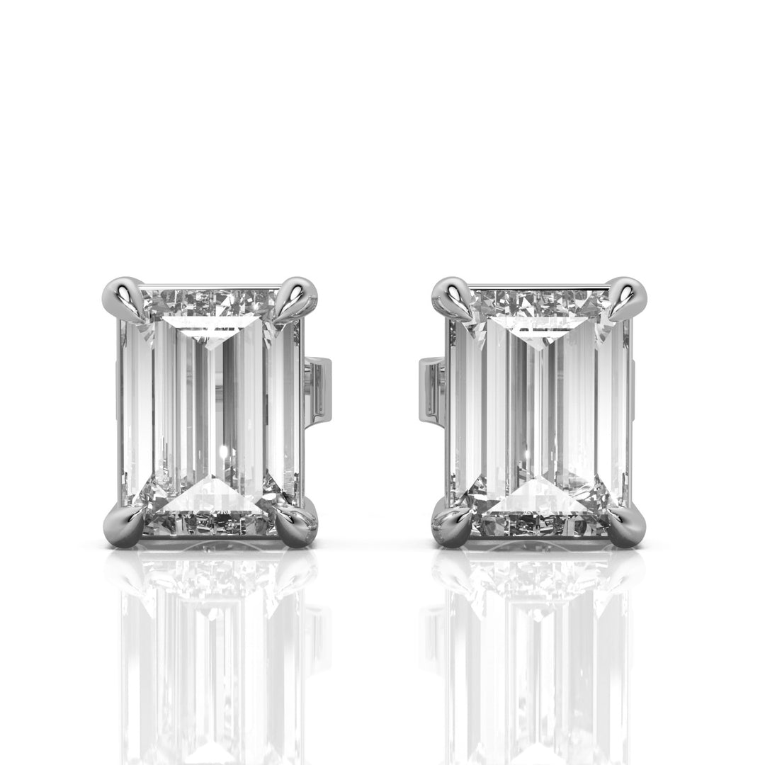Solitaire Emerald Studs, 7.5 mm x 5.5 mm - 10 mm x 7.5 mm