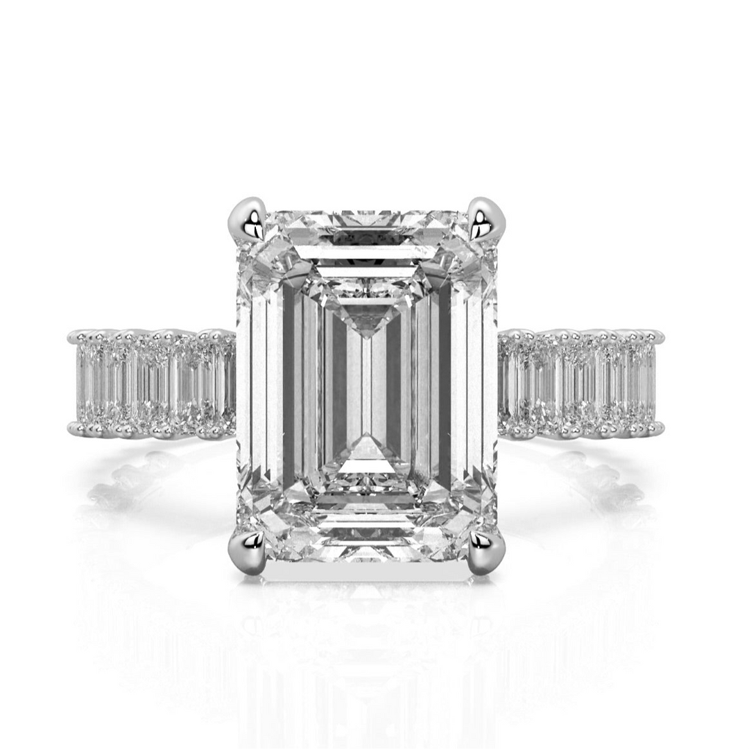 Milky Way Emerald-Cut with Petite Emerald Pavé Engagement Ring