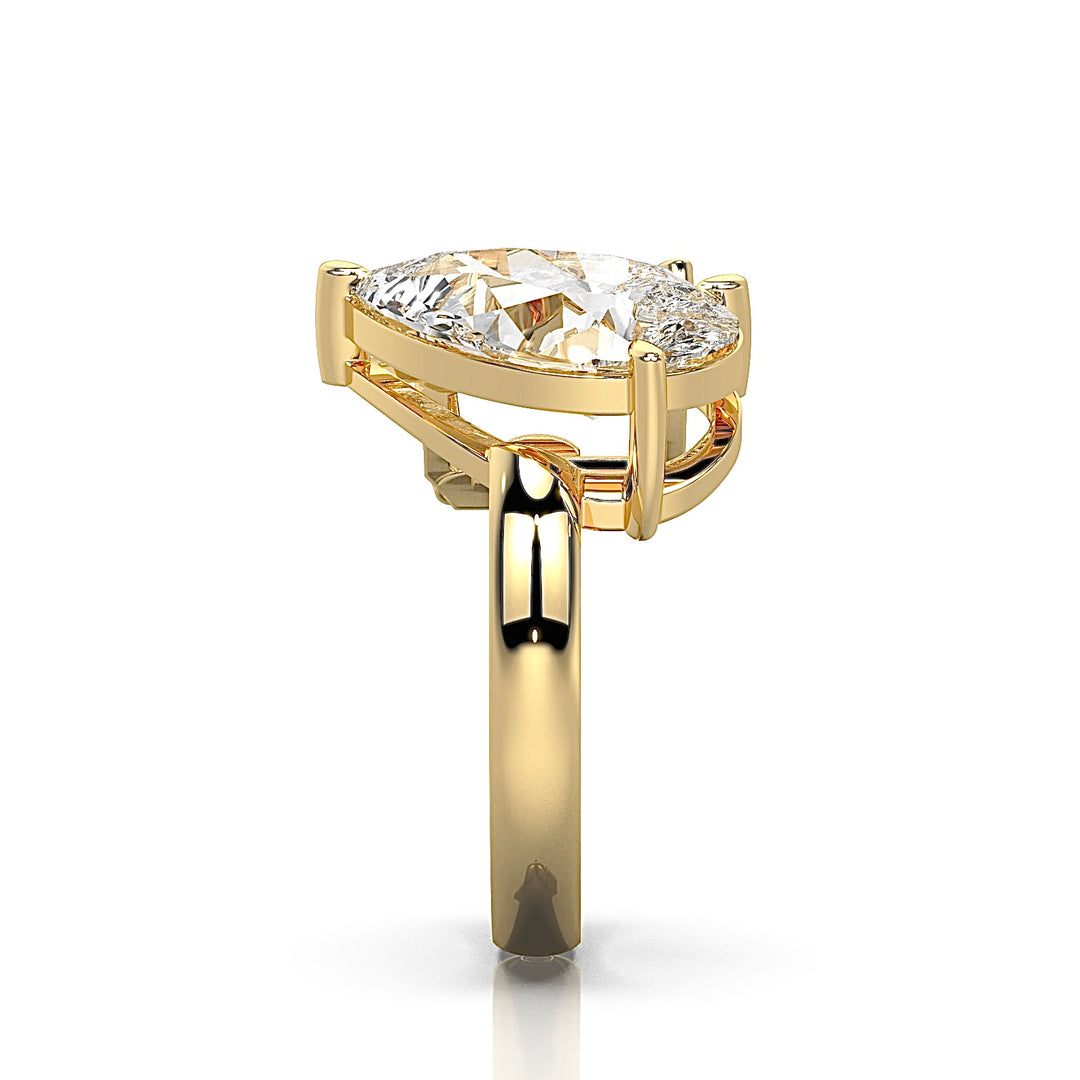 Toi et Moi Emerald and Pear Engagement Ring, Open