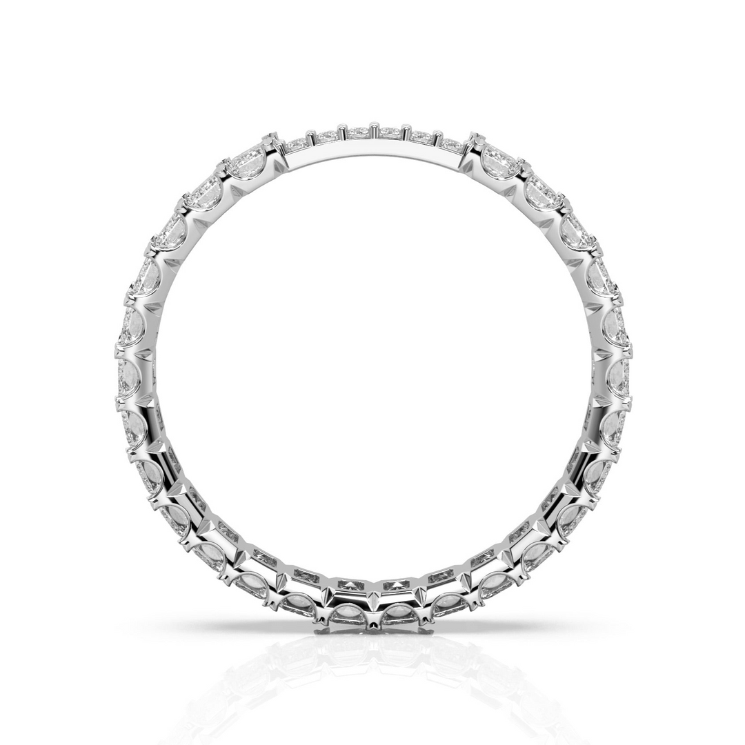 Petite Emerald Cut Wedding Ring with Side Bridge