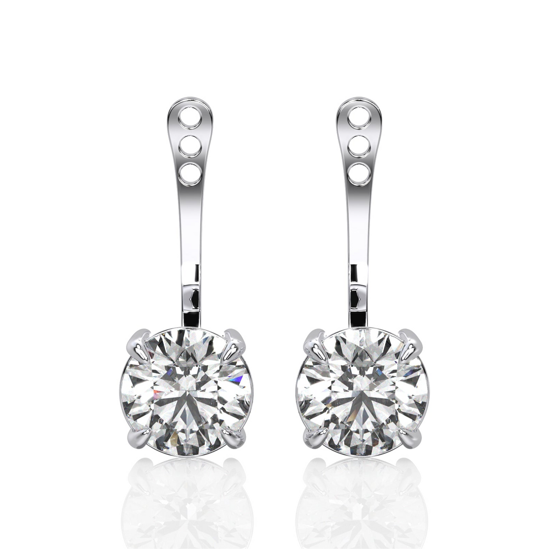Solitaire Round Brilliant Ear Jacket (Single Piece)