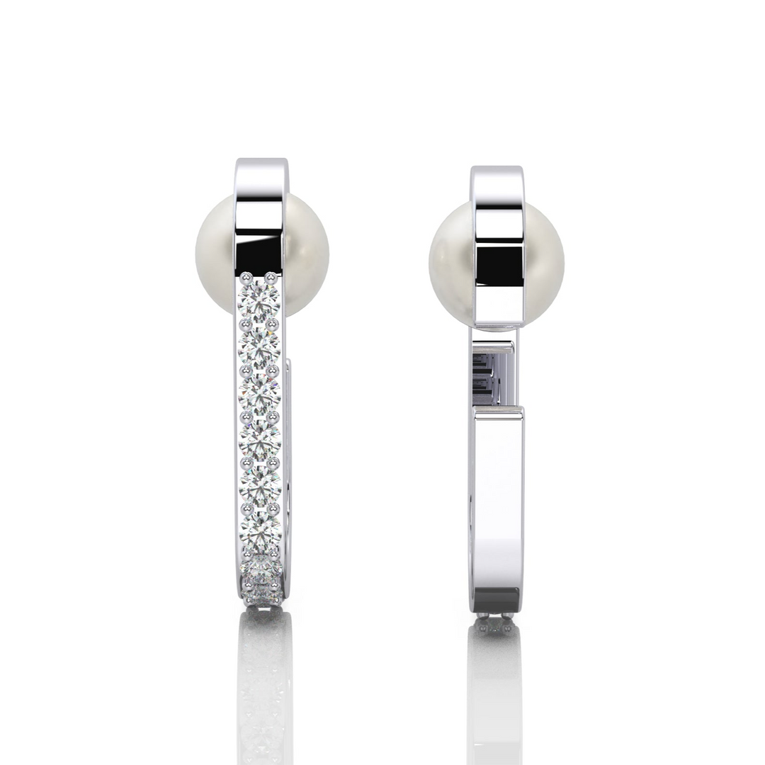 Elongated Sparkling Ear Cuff with Nestling Pearl (Single Piece)