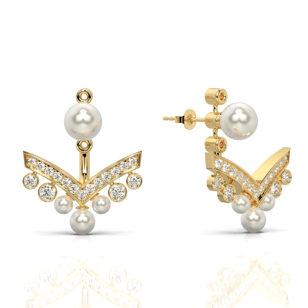 Sparkling Pearls Chevron Ear Jacket (Single Piece)