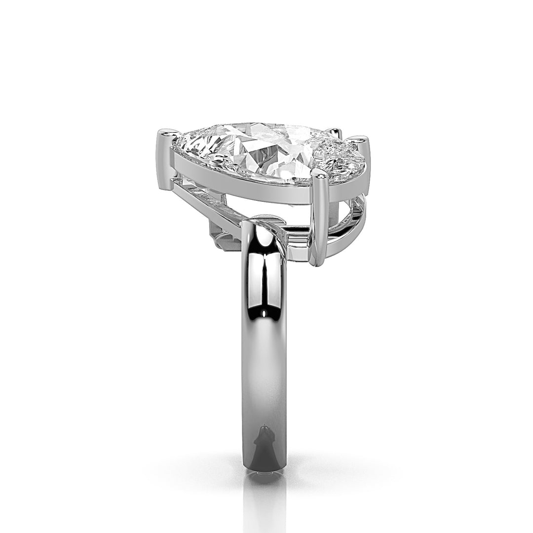 Toi et Moi Emerald and Pear Engagement Ring, Open
