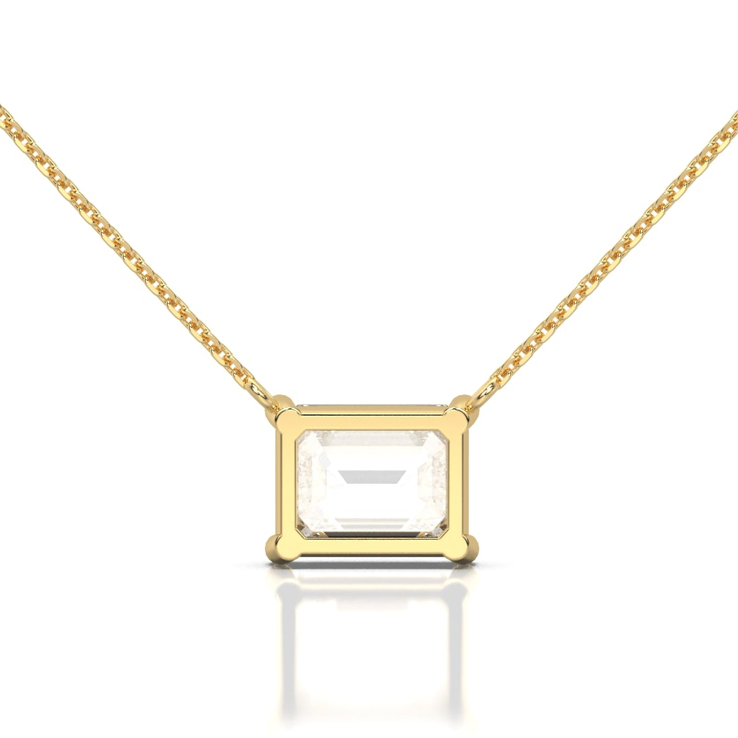 Solitaire 2.5 Carats Emerald-Cut Necklace
