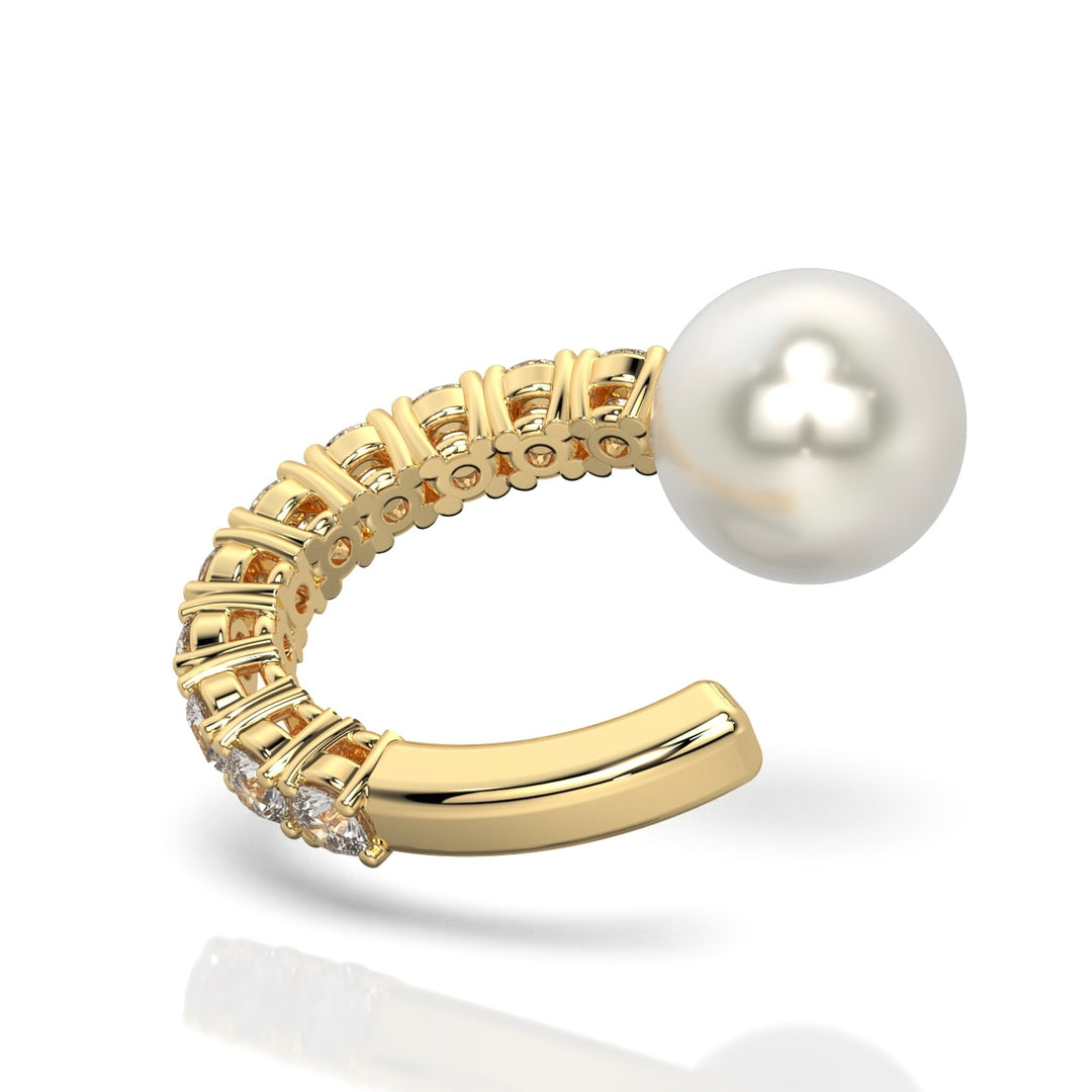 Pearl Head Micropavé Ear Cuff (Single Piece)