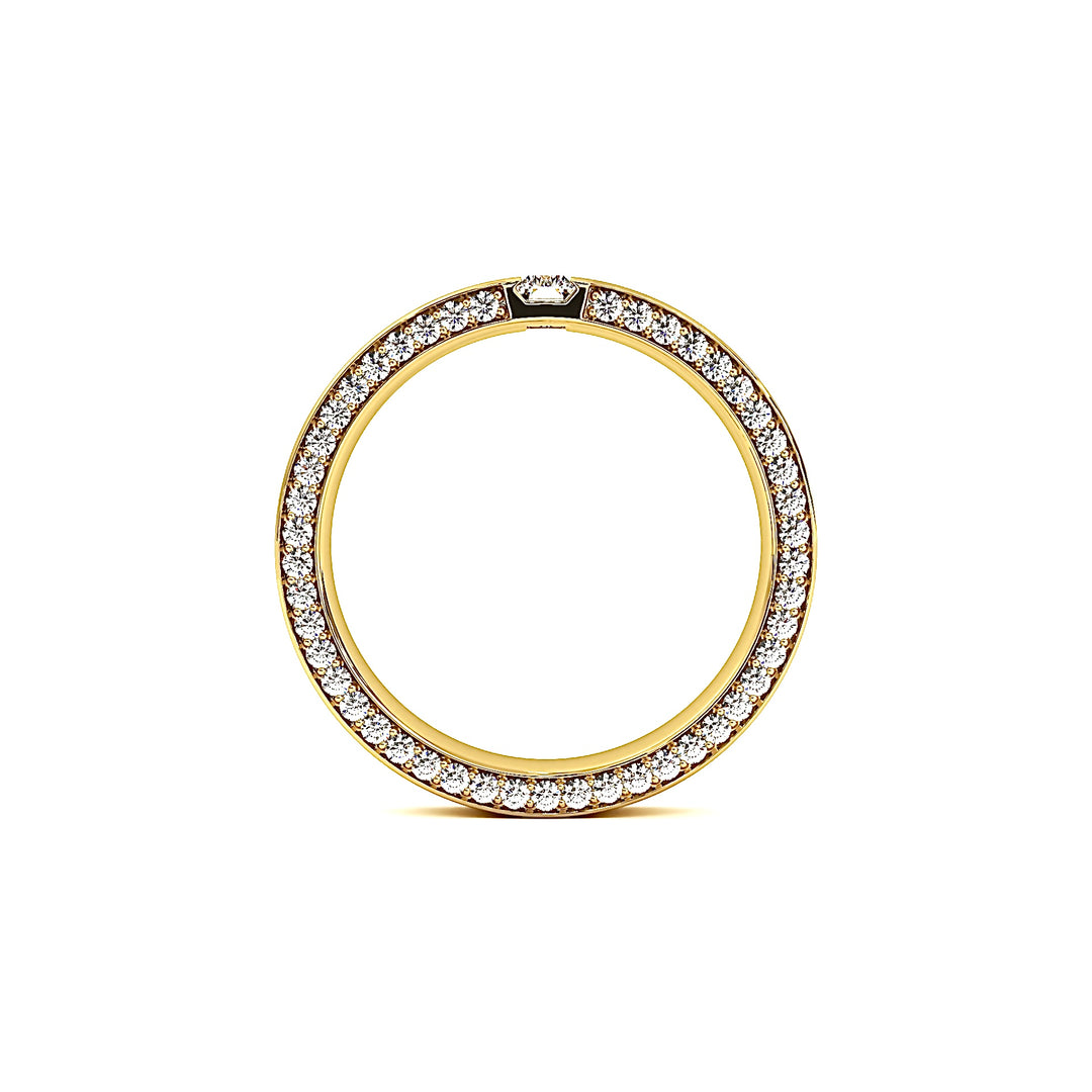 Baguette Comfort Fit Wedding Band with Side Pavé