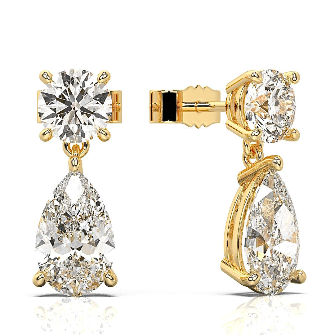 Solitaire Round Brilliant Studs with Pearl Drops