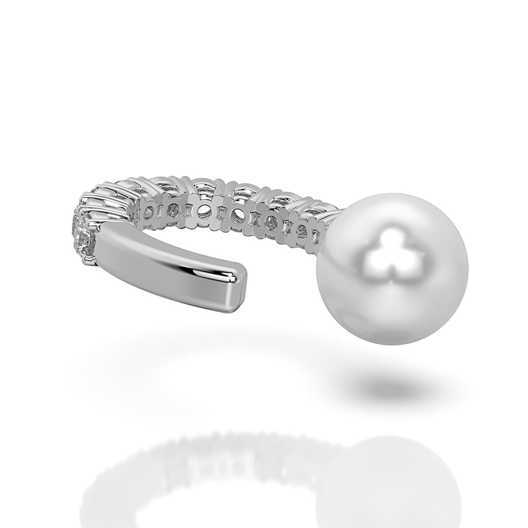 Pearl Head Micropavé Ear Cuff (Single Piece)