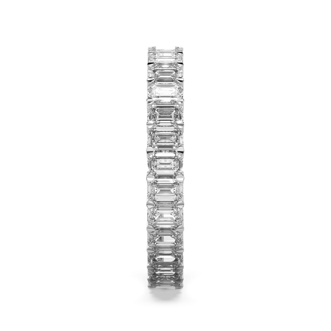 Petite Emerald Cut Wedding Ring with Side Bridge