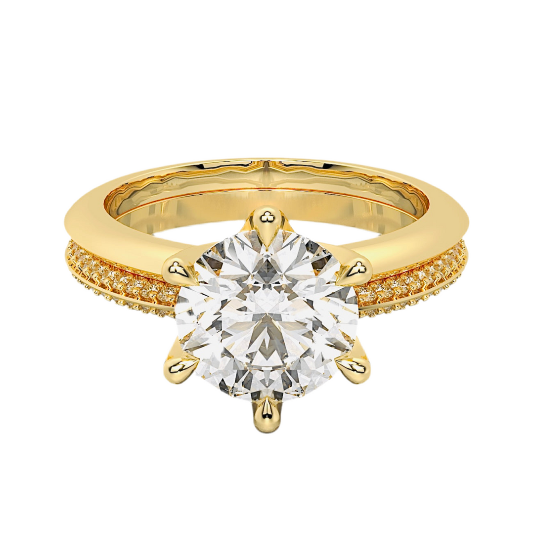 The One Solitaire Round Brilliant Engagement and Wedding Rings Set
