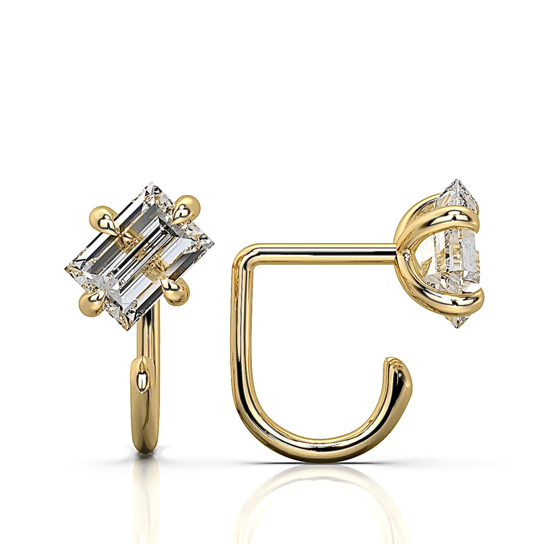 Solitaire Curious Baguette Claw Earring (single piece)