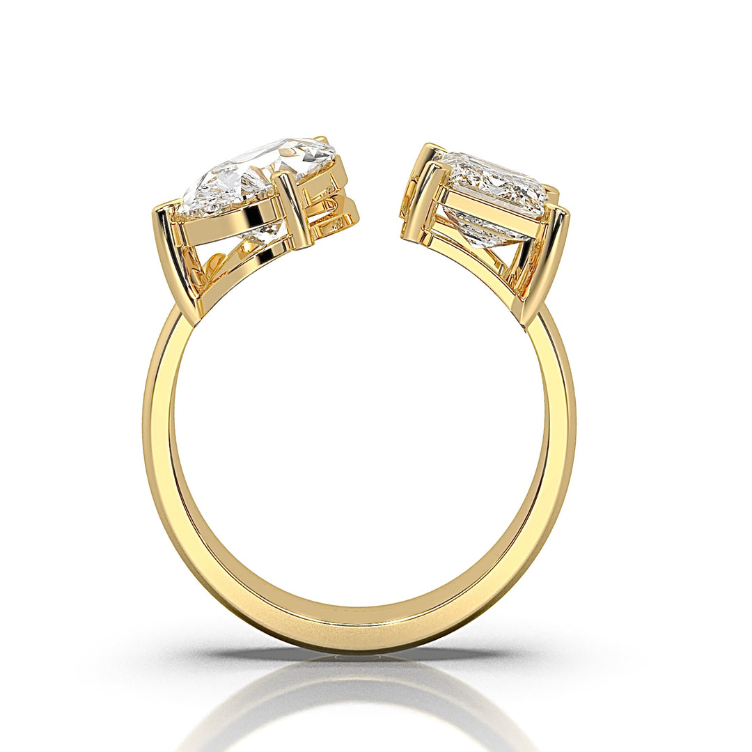 Toi et Moi Emerald and Pear Engagement Ring, Open