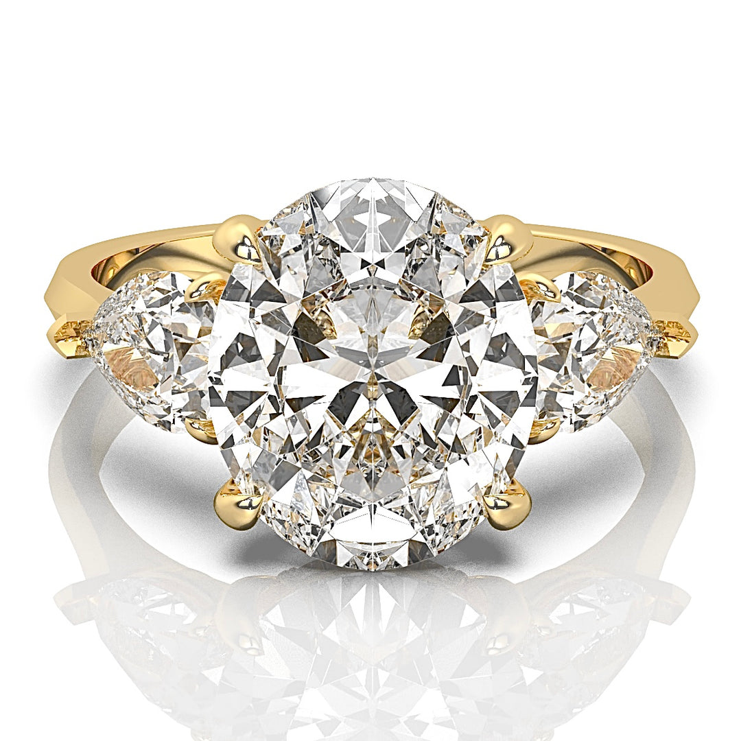 Three-Stone Oval & Pear Engagement Ring