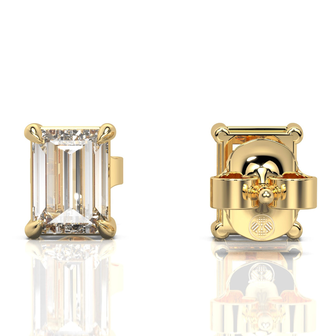 Solitaire Emerald Studs, 7.5 mm x 5.5 mm - 10 mm x 7.5 mm