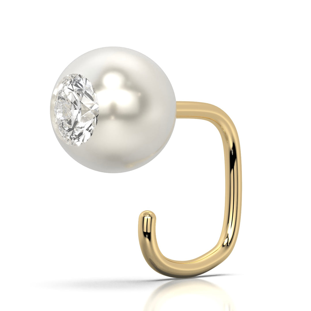 Pearl Claw Earring with Gemstone Inlay (Single Piece)
