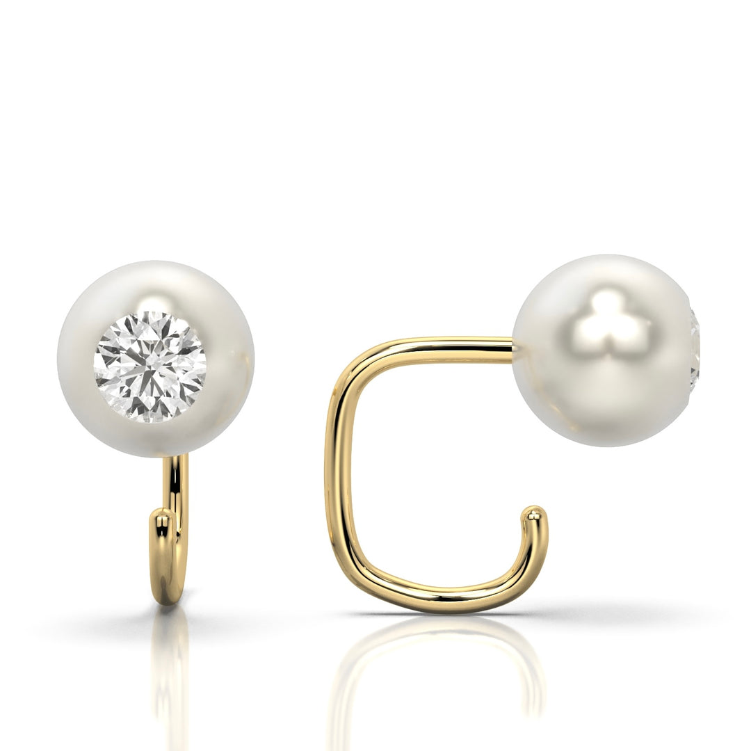 Pearl Claw Earring with Gemstone Inlay (Single Piece)
