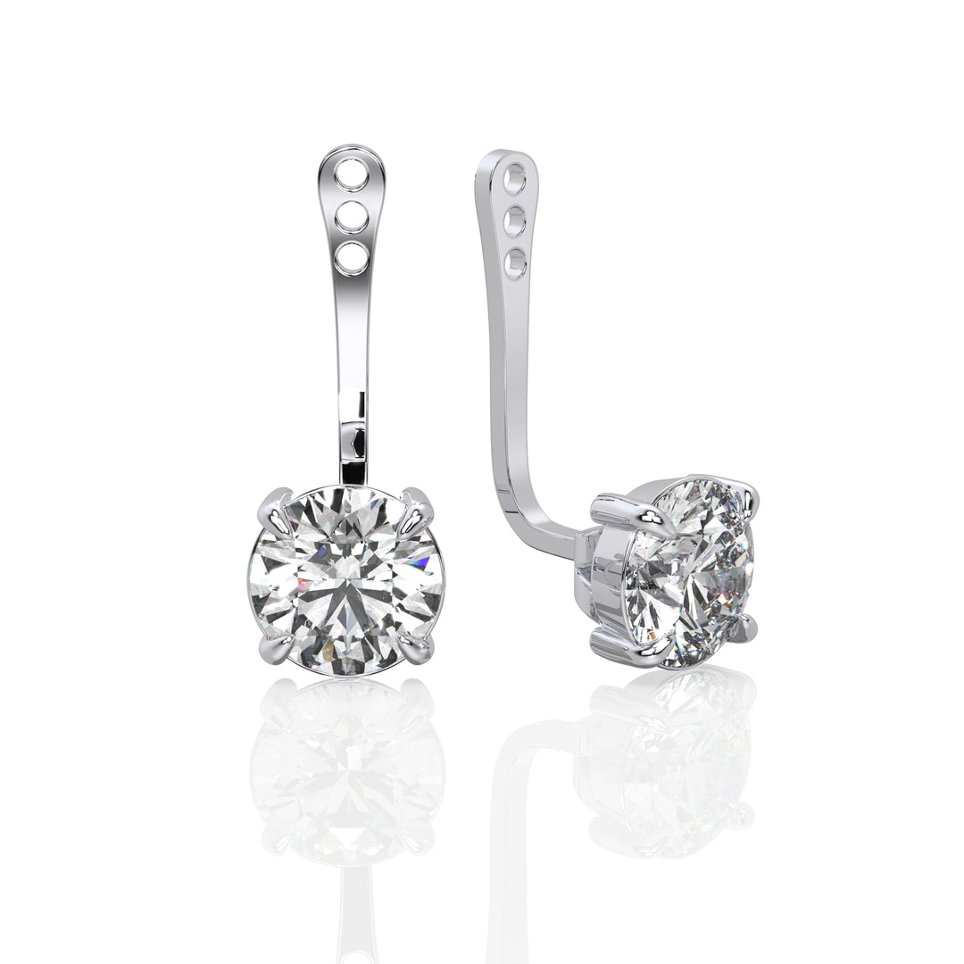 Solitaire Round Brilliant Ear Jacket (Single Piece)
