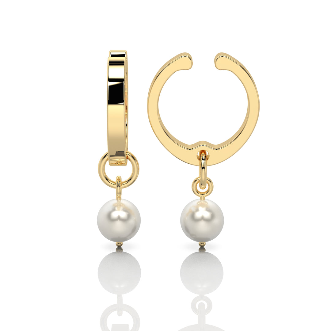 C Claw Ear Cuff with Dangling Pearl (Single Piece)