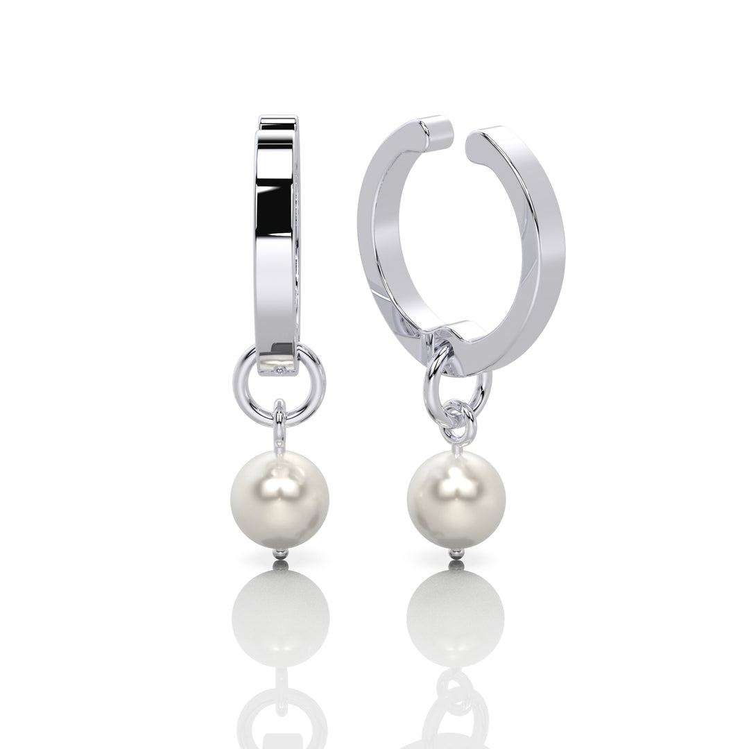 C Claw Ear Cuff with Dangling Pearl (Single Piece)