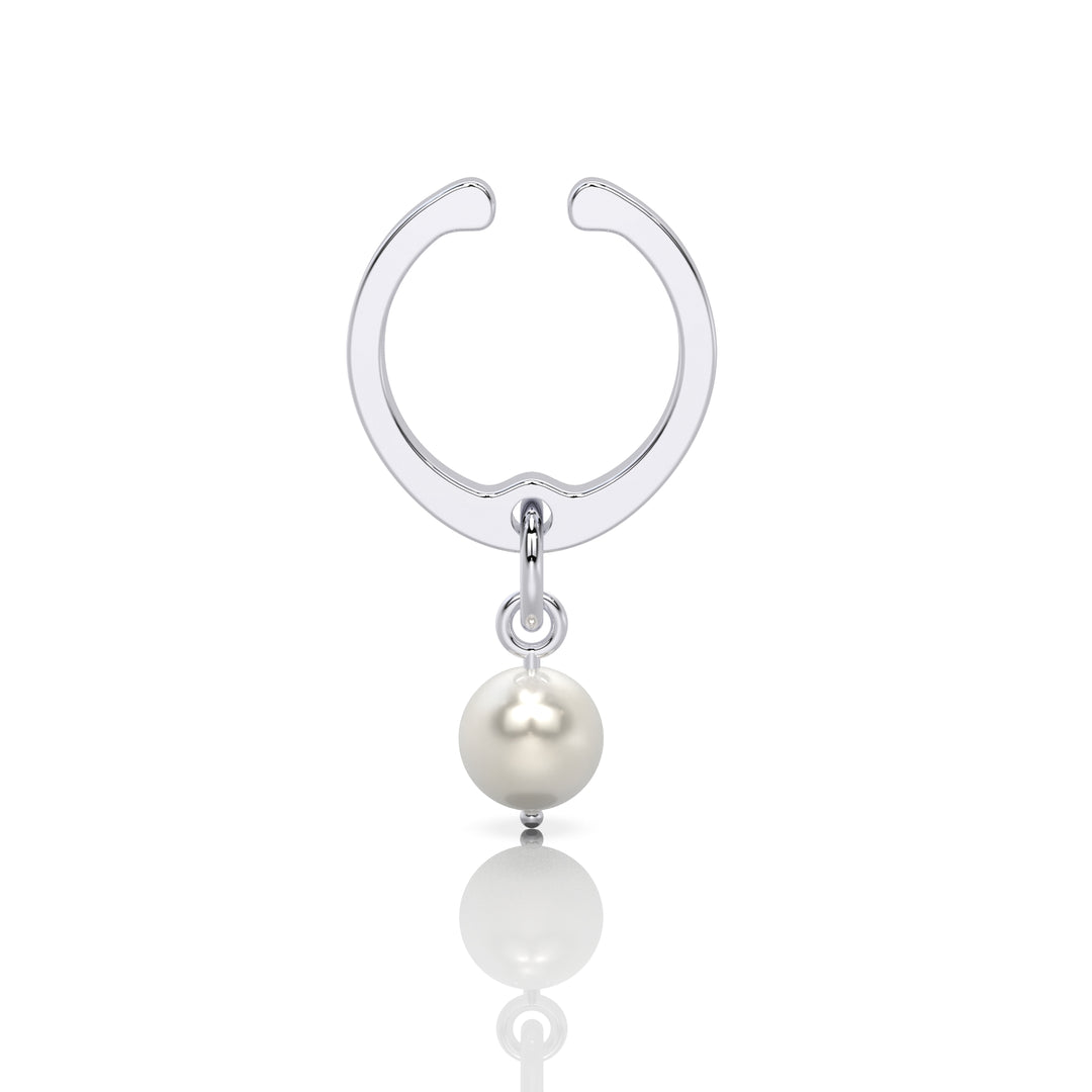 C Claw Ear Cuff with Dangling Pearl (Single Piece)